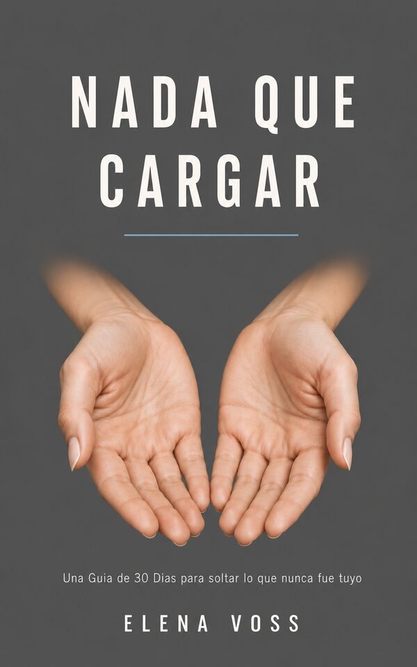 Portada de Nada Que Cargar — manos abiertas y vacías sobre fondo gris